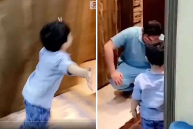 El doloroso video de un enfermero que no puede abrazar a su hijo