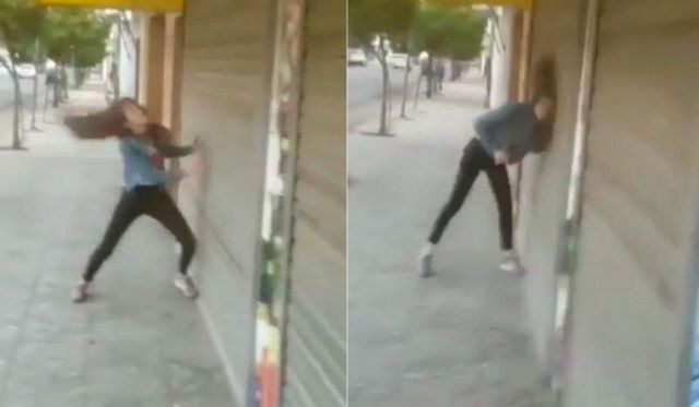 Descontrolada joven se golpea a sí misma durante una fuerte discusión con su novio