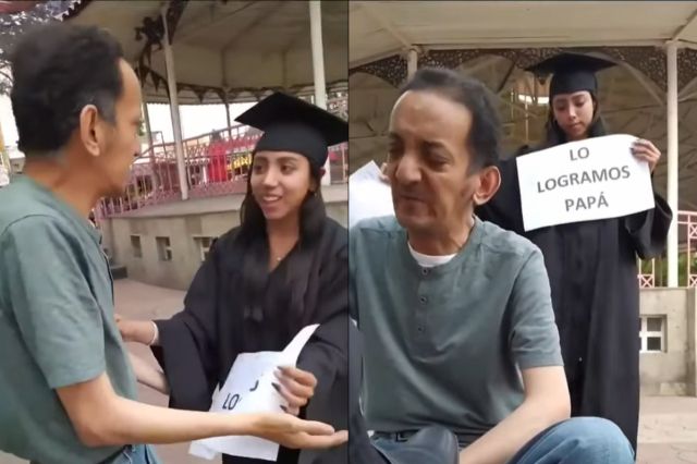 “Lo logramos, papá”: Joven hace llorar de emoción a su padre embolador tras graduarse de la Universidad