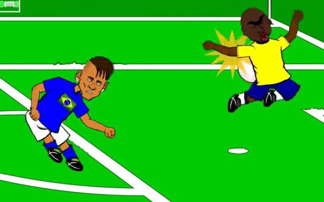 Parodia del empujón de Bacca a Neymar
