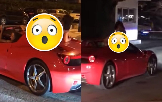 Hombre paseó en un Ferrari a una mujer desnuda
