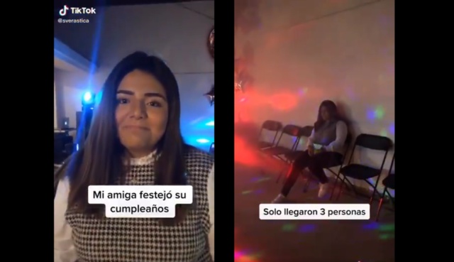 Hacen viral el video de una chica que hizo una mega fiesta y solo fueron 3 personas
