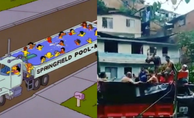 La piscina volqueta de Medellín ya había salido en Los Simpson