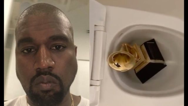 “No voy a parar”: Kanye West publica un video orinando un Premio Grammy