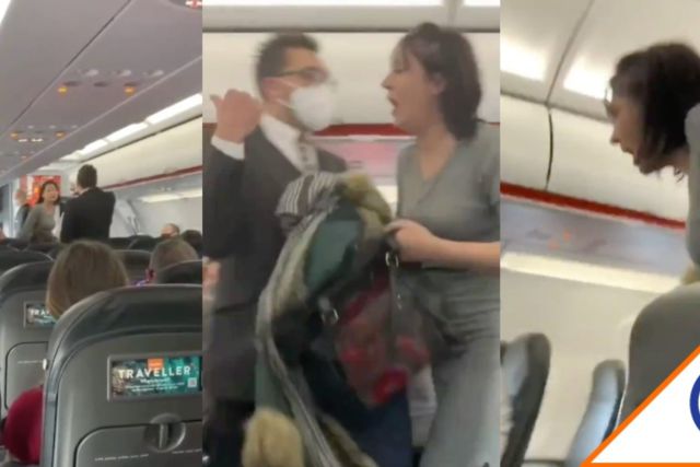Irresponsable mujer sin tapabocas tose dentro de un avión y amenaza a pasajeros