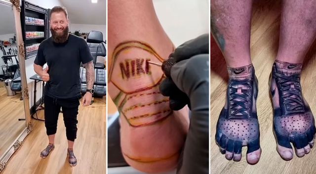 Hombre se cansó de comprar tennis y decidió tatuarse sus favoritos